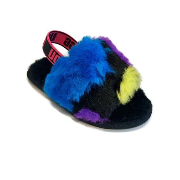 UGG Size 9 Toddler Ages 4-5 Fluff Yea Slide Party Spots Slippers 1124927T - Picture 1 of 8